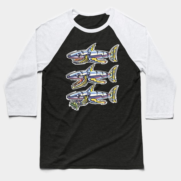 Shark Eat! Baseball T-Shirt by chipandchuck